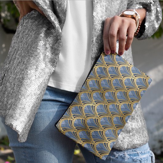 Elegantes blaues Gold Piazza della Riforma Zubehörtasche