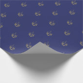 Elegantes blaues Golddreidel-Muster Hanukkah Geschenkpapier (Ecke)