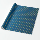 Elegantes blaues goldgestreiftes Wrapping Paper Geschenkpapier (Ungerollt)