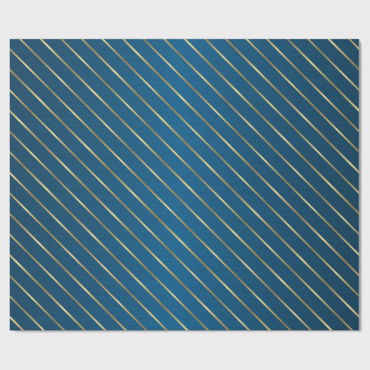 Elegantes blaues goldgestreiftes Wrapping Paper Geschenkpapier (Flach)
