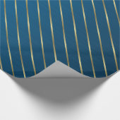 Elegantes blaues goldgestreiftes Wrapping Paper Geschenkpapier (Ecke)
