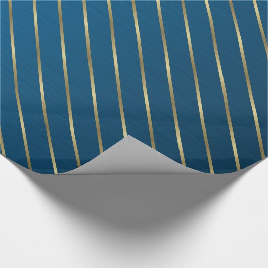 Elegantes blaues goldgestreiftes Wrapping Paper Geschenkpapier (Ecke)