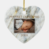 Elegantes, blaues, graues Marmormuster, benutzerde Keramik Ornament (Hinten)