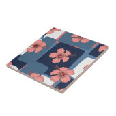 Elegantes blaues Hibiskus-Blumenmuster (11) Fliese (Seite)