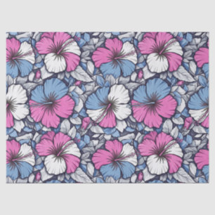 Elegantes blaues Hibiskus-Blumenmuster (12) Seidenpapier