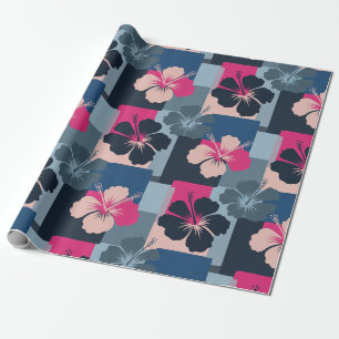 Elegantes blaues Hibiskus-Blumenmuster (13) Geschenkpapier