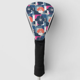 Elegantes blaues Hibiskus-Blumenmuster (1) Golf Headcover