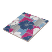 Elegantes blaues Hibiskus-Blumenmuster (2) Fliese (Seite)