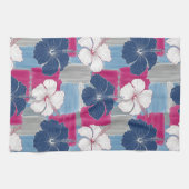 Elegantes blaues Hibiskus-Blumenmuster (5) Geschirrtuch (Horizontal)