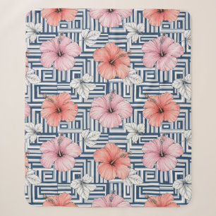 Elegantes blaues Hibiskus-Blumenmuster (6) Sherpadecke