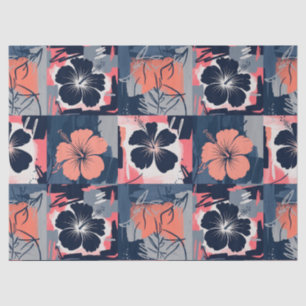 Elegantes blaues Hibiskus-Blumenmuster (7) Seidenpapier