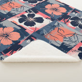 Elegantes Blaues Hibiskus-Blumenmuster (7) Sherpadecke (3/4)