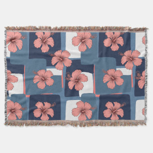 Elegantes blaues Hibiskus-Blumenmuster (8) Decke