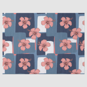 Elegantes blaues Hibiskus-Blumenmuster (8) Seidenpapier