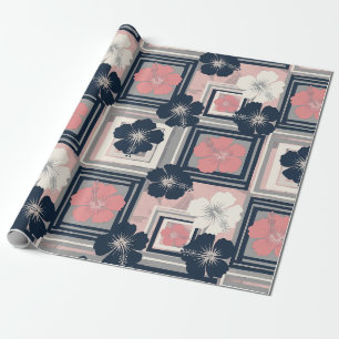 Elegantes blaues Hibiskus-Blumenmuster (9) Geschenkpapier