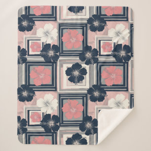 Elegantes blaues Hibiskus-Blumenmuster (9) Sherpadecke