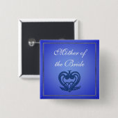 Elegantes blaues Hochzeits-Button. Button (Vorne & Hinten)