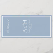 Elegantes blaues Hochzeitsempfangs-Menü Menükarte (Rückseite)