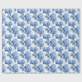 Elegantes blaues Hydrangea-Blumenmuster Geschenkpapier (Flach)
