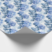 Elegantes blaues Hydrangea-Blumenmuster Geschenkpapier (Ecke)
