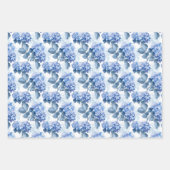 Elegantes blaues Hydrangea-Blumenmuster Geschenkpapier Set (Vorderseite 3)