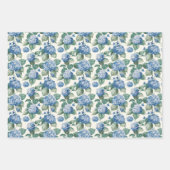 Elegantes blaues Hydrangea-Blumenmuster Geschenkpapier Set (Vorderseite 2)
