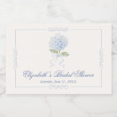 Elegantes blaues Hydrangeen-Junggesellinnenabschie Schaumweinetikett (Einzelnes Label)