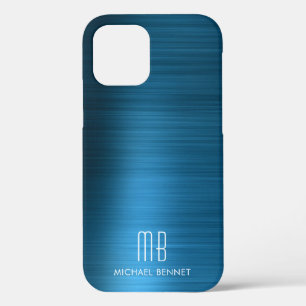 Elegantes blaues Imitat gebürstetes Metal Monogram Case-Mate iPhone Hülle