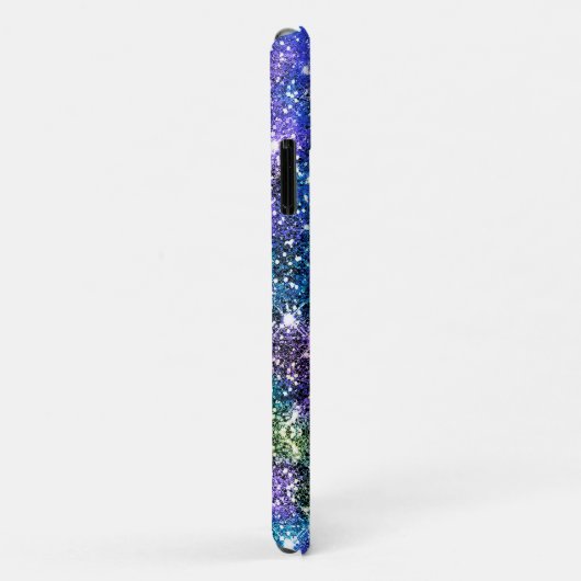 Elegantes blaues Imitat Glitzer Monogramm Case-Mate iPhone Hülle (Hinten/Rechts)