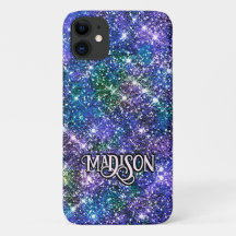 Elegantes blaues Imitat Glitzer Monogramm