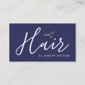 Elegantes blaues Imitat Kupferschere Haarstil Visitenkarte (Vorderseite)
