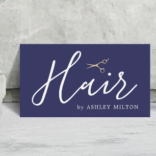Elegantes blaues Imitat Kupferschere Haarstil Visitenkarte