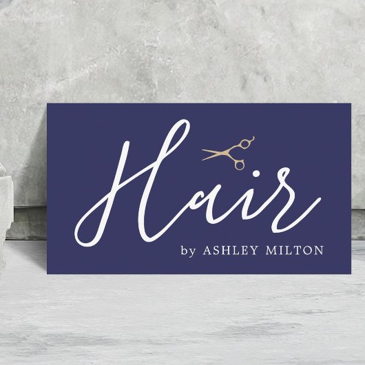 Elegantes blaues Imitat Kupferschere Haarstil Visitenkarte