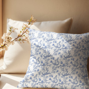 Elegantes blaues Kaninchen-Toile-Ostern Kissen
