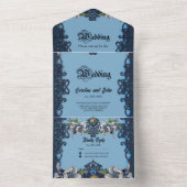 Elegantes blaues keltisches Design All In One Einladung (Innen Boden)