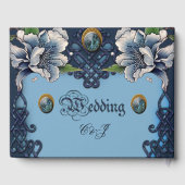 Elegantes blaues keltisches Design Gästebuch (Rückseite)