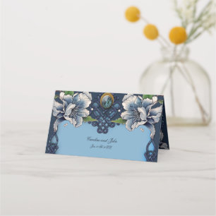 Elegantes blaues keltisches Design Platzkarte