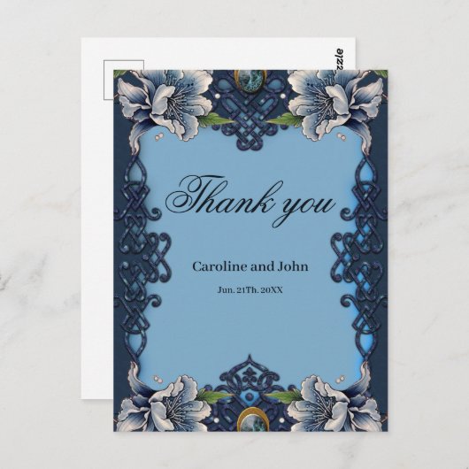 Elegantes blaues keltisches Design Postkarte (Vorne/Hinten)