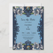 Elegantes blaues keltisches Design Save The Date (Vorderseite)