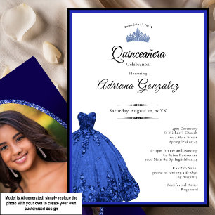 Elegantes blaues Kleid 15. Geburtstag Quinceanera Einladung