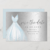 Elegantes blaues Kleid Save the Date Quinceanera (Vorne/Hinten)