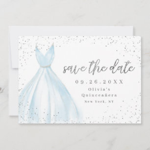 Elegantes blaues Kleid Save the Date Quinceanera