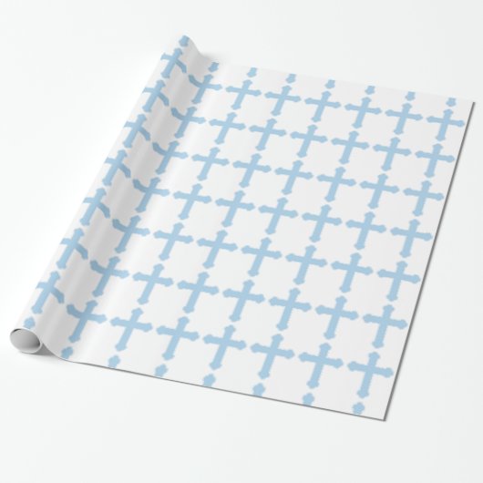 Elegantes Blaues Kreuz Geschenkpapier (Ungerollt)