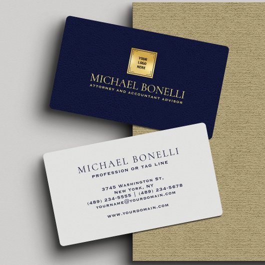 Elegantes blaues Leder Beruflich Ihr Logo Visitenkarte