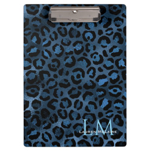 Elegantes Blaues Leopard Personalisiertes Klemmbre Klemmbrett