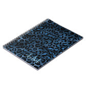 Elegantes blaues Leopard-personalisiertes Notizbuc Notizblock (Linke Seite)