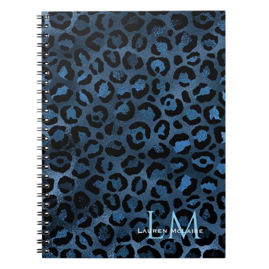 Elegantes blaues Leopard-personalisiertes Notizbuc Notizblock (Vorderseite)
