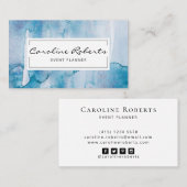 Elegantes Blaues Licht Wasserfarben Benutzerfreund Visitenkarte (Vorne/Hinten)