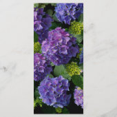 Elegantes blaues lila Magenta grünes Hydrangea Menükarte (Rückseite)