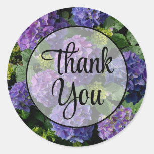 Elegantes blaues lila Magenta grünes Hydrangea Runder Aufkleber